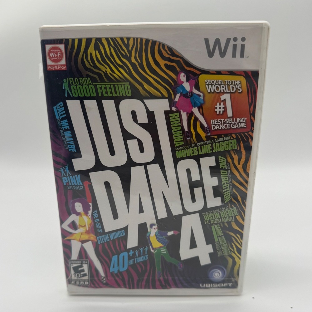 Just Dance 4 Nintendo Wii Game Complete CIB 40+ Hit Tracks 2012 Ubisoft